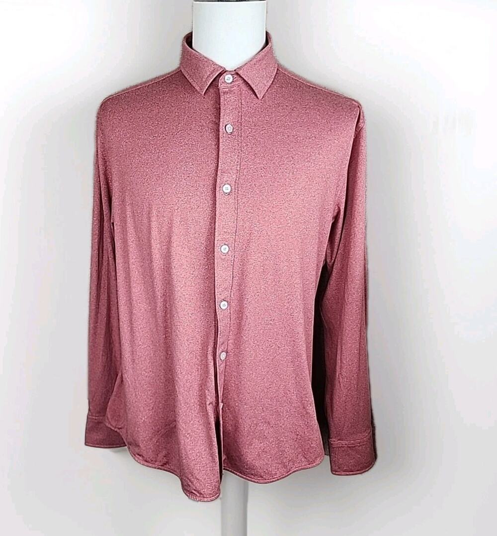 Untuckit Shirt Button Down Long Sleeve Perfect Tee 40256 Stretch L Red